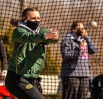 Emma Sweere ’21 throws the hammer at a home meet